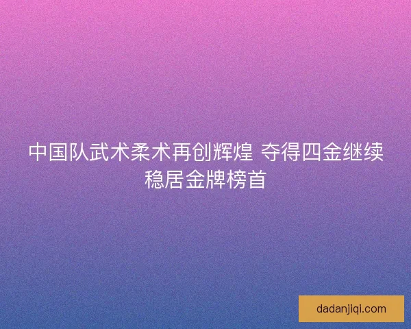 中国队武术柔术再创辉煌 夺得四金继续稳居金牌榜首 中国队武术柔术再创辉煌 夺得四金继续稳居金牌榜首