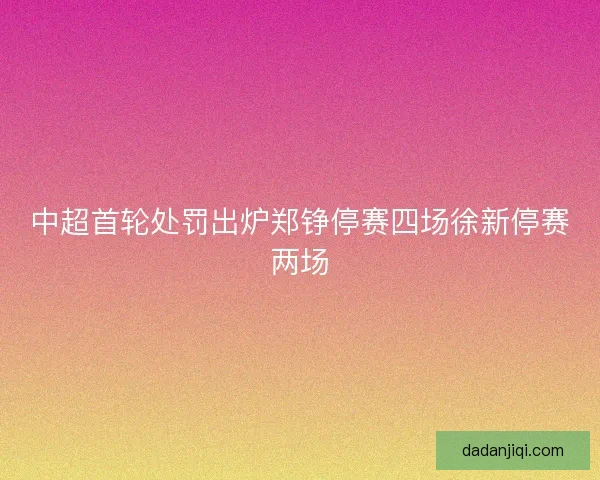 中超首轮处罚出炉郑铮停赛四场徐新停赛两场